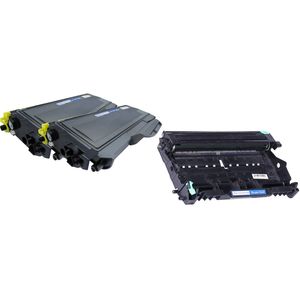 Kit toner et tambour compatible Brother TN2120 & DR2100 – lot de 3