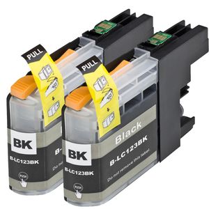 Cartouches d’encre compatibles Brother LC123 / LC121 – noir, haute capacité, lot de 2