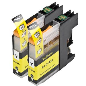 Cartouches d’encre compatibles Brother LC123 / LC121 – jaune, haute capacité, lot de 2