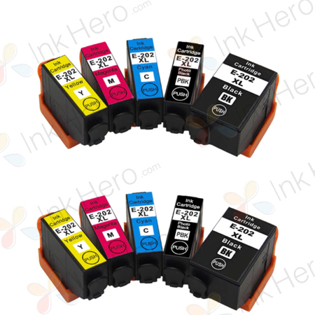 Pack de 10 Epson 202XL cartouches d'encre compatibles haute capacité (Ink Hero)