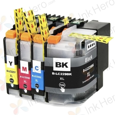 Pack de 4 Brother LC229 & LC225 cartouches d'encre compatibles super haute capacité (Ink Hero)