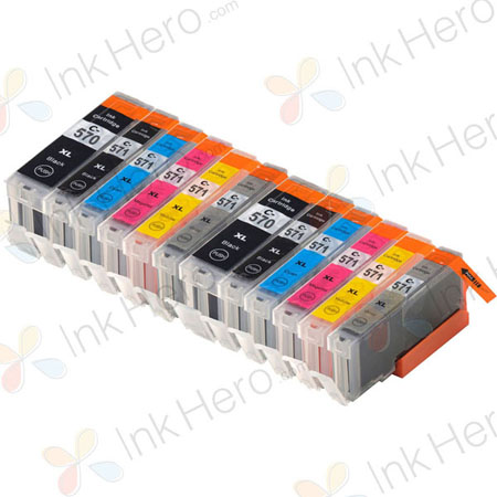 Pack de 12 Canon PGI-570XL & CLI-571XL cartouches d'encre compatibles haute capacité (Ink Hero)