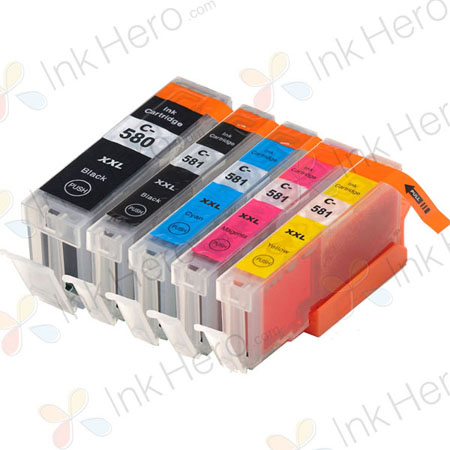 Pack de 5 Canon PGI-580XXL & CLI-581XXL cartouches d'encre compatibles super haute capacité (Ink Hero)