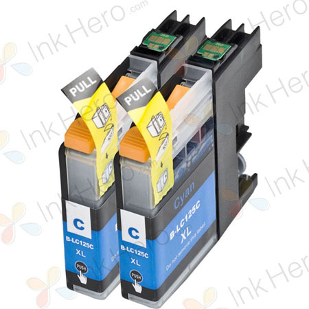Pack de 2 Brother LC125C cartouches d'encre compatibles super haute capacité cyan (Ink Hero)