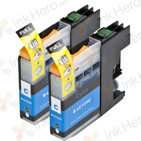 Pack de 2 Brother LC123 (LC121) cartouches d'encre compatibles haute capacité cyan (Ink Hero)