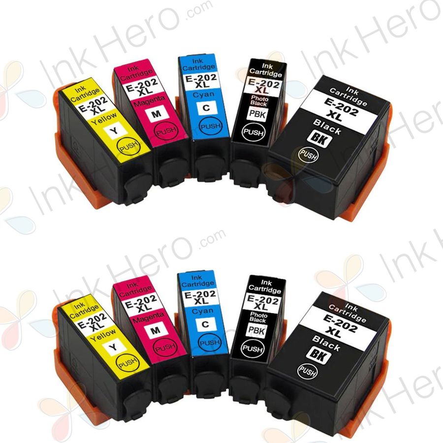 Pack de 10 Epson 202XL cartouches d'encre compatibles haute capacité (Ink Hero)
